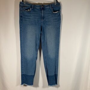 Love & Legend Two-Toned Blue Distressed Cuff Skinny Jeans Size 16